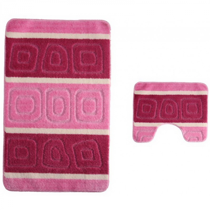 Набор ковриков для ванной комнаты Dekotex BANYOLIN SILVER 60х100 розовый
